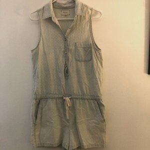 Denim button front romper